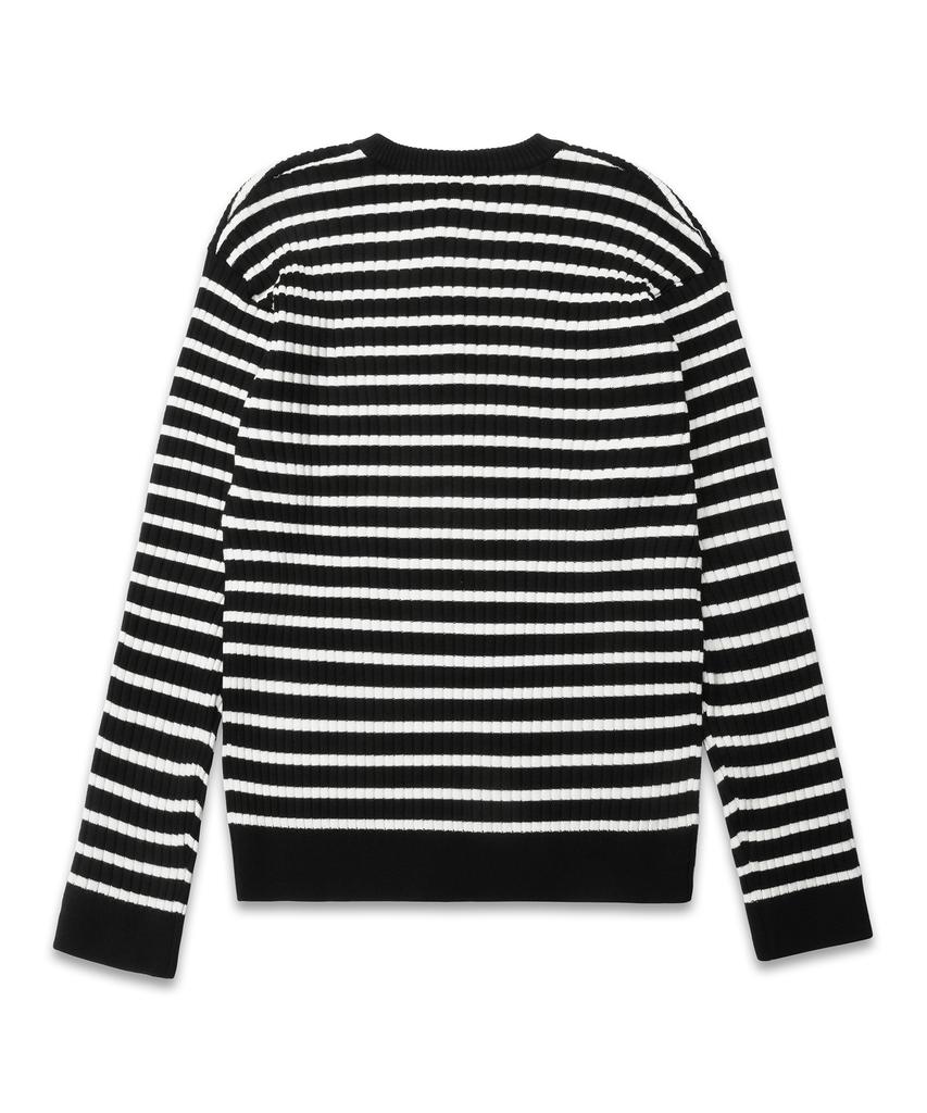 DOFFJASON Striped Henley Neck Knit Black