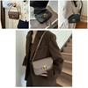 French Style Women's Bag 2023 Autumn And Winter New Tide Pure Color Pu Small Square Bag Street Fashion Daily Shoulder Bag
