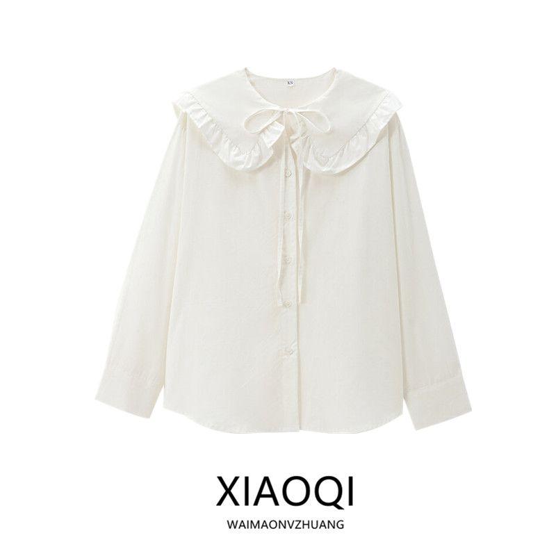 Fashion Style 2024 Autumn New Women's Clothing Stylish Cotton Small Round Lapel Long Sleeve Shirt 4786263