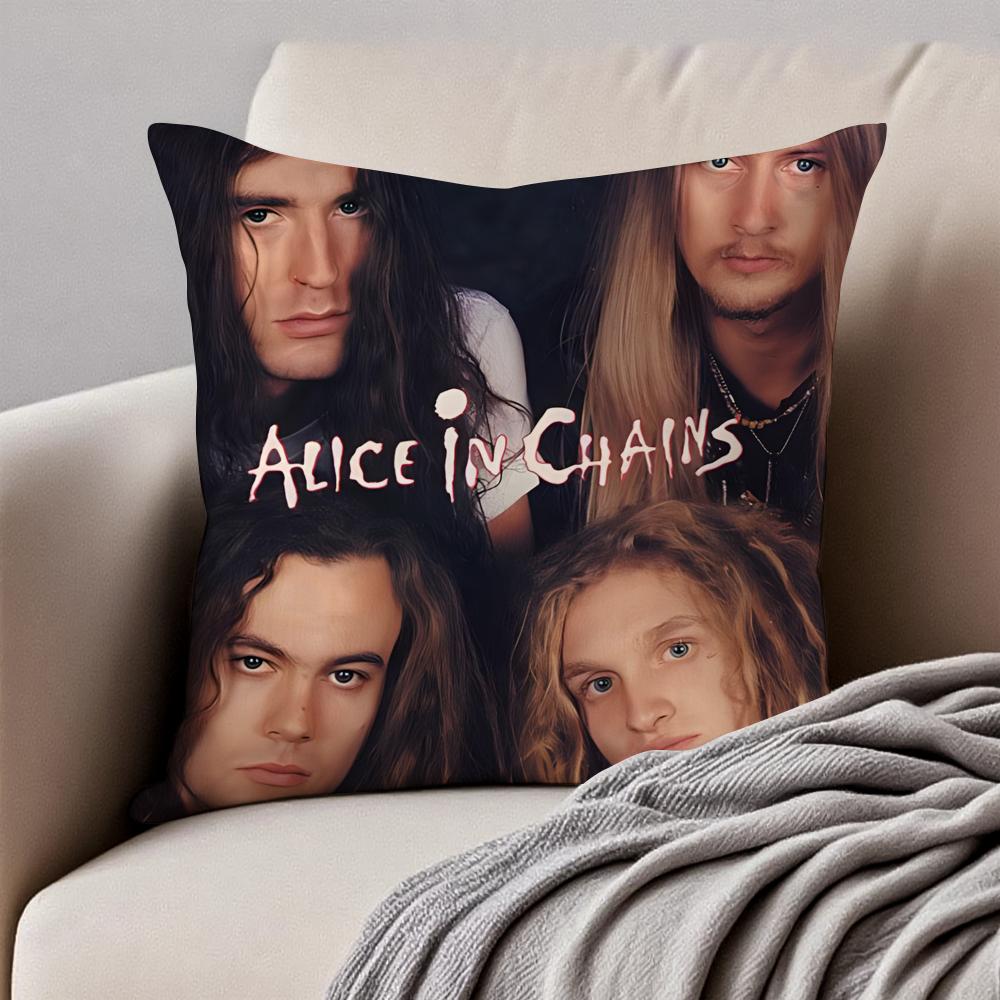 American Band AAlice in Chains Cushion Cover Pillowcase Antidustmite Invisible Zipper Short Plush Sofa Cushion
