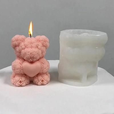 Love Bear Handmade Creative Свеча Силиконовая форма Сердце Милый медведь Торт Силиконовая форма Роза Медведь Сердце Магический куб смоляная форма