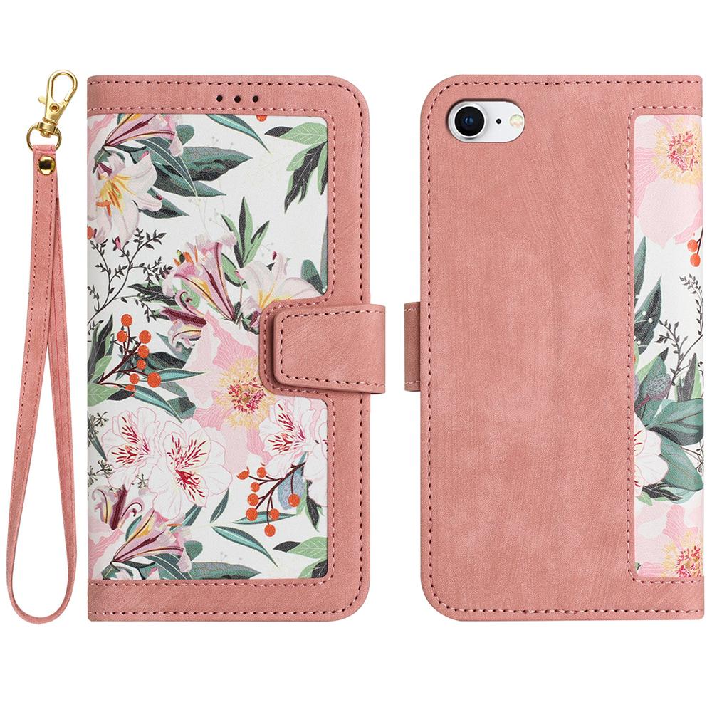 Кожаный кошелек-книжка для iPhone 16E 16 15 14 Plus 13 12 11 Pro Max XR X 10 XS 8 7 6 6S SE3 SE Цветочный ремешок Слот для карт Чехол