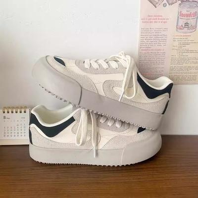 Немецкие тренировочные кеды на толстой подошве, маленькие белые, женские, весна-лето 2025, новая студенческая ретро-универсальная повседневная спортивная обувь для скейтборда инс