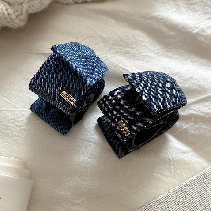 Стильная джинсовая заколка-бант для волос - Женский аксессуар-акула, для затылка и хвостика