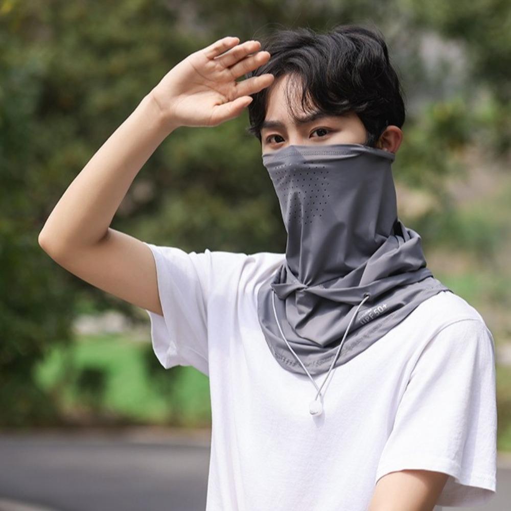 Летняя шляпа от солнца с защитой от УФ-лучей, с маской-шалью, дышащая, из ледяного шелка, шапка-пуловер, повязка на голову, унисекс, пляжная кепка для занятий спортом на открытом воздухе