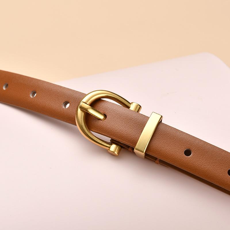 Cow Leather Belt Women's Fashion Trend Luxury Designer Jeans Clothing Accessories Thin Girdle Gothic Pin Buckle Corset