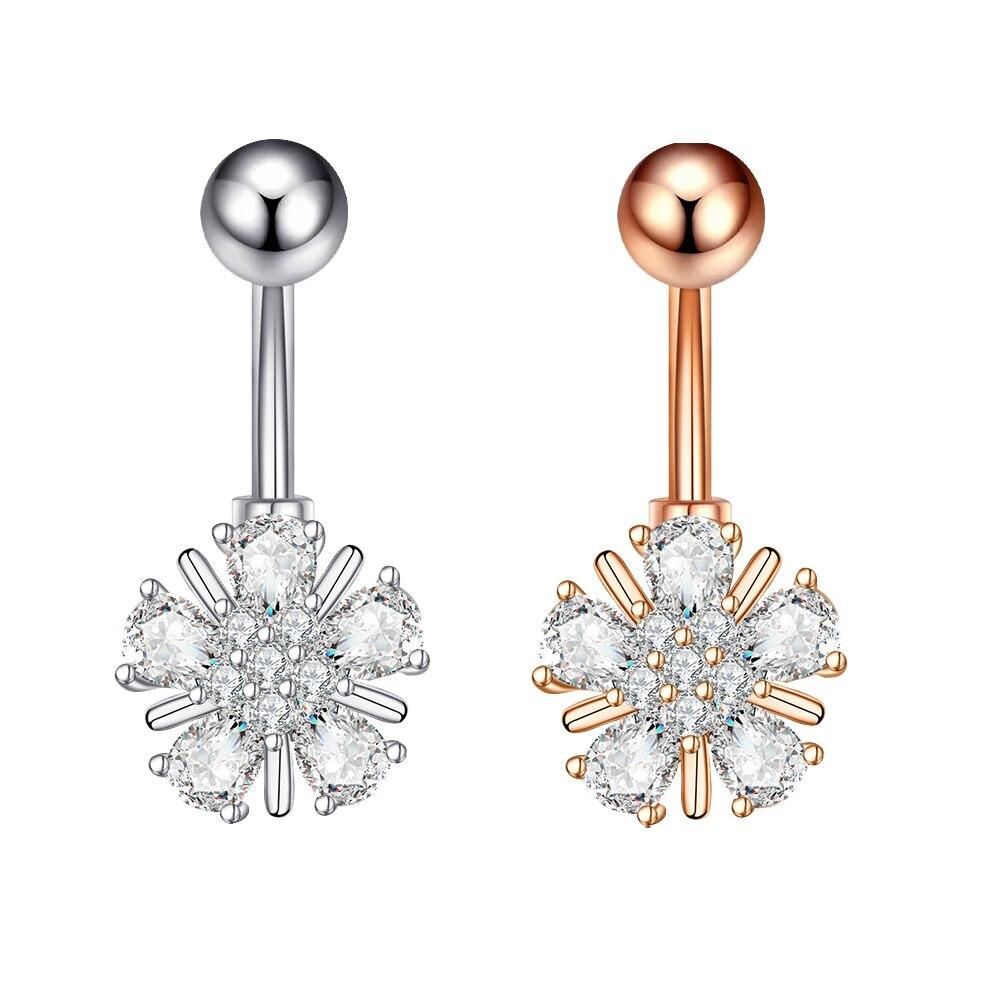 Кольца для пупка из стали 316L в форме бабочки, в форме сердца, снежинка, циркон, кольцо для пирсинга пупка, женское кольцо для пирсинга живота, ювелирные изделия