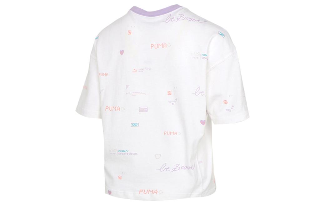 PUMA T Shirts Women's White Crew Neck Moderate Straight Fit 531284-02