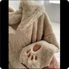 Little Brown Bear Coral Fleece Hooded Pajamas Suit Women's Autumn and Winter Plus Velvet Thickening To Keep Warm Can Be Worn Outside Home Service