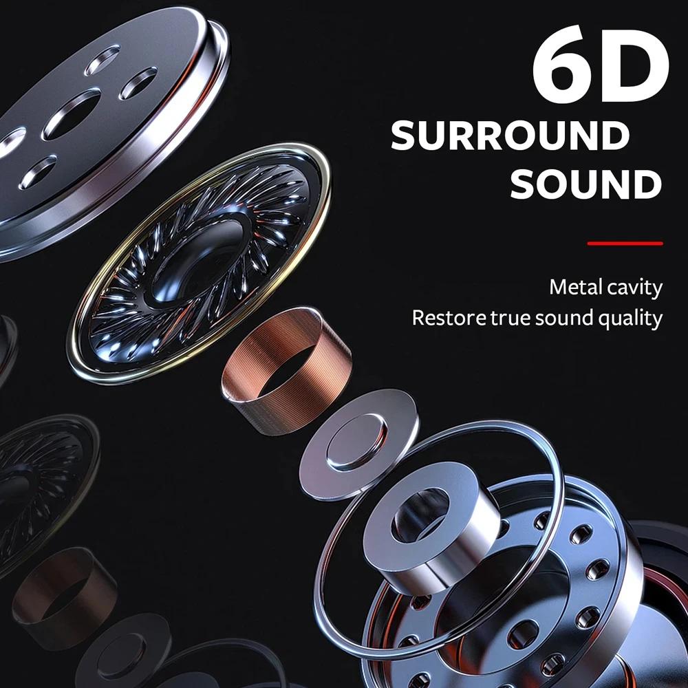 Проводные наушники-вкладыши HIFI 6D Surround Bass 3,5 мм Type C, спортивные водонепроницаемые игровые наушники с микрофоном