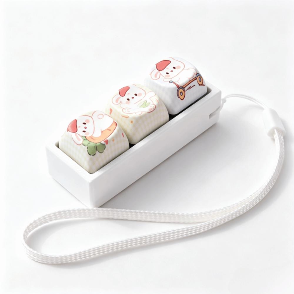 Cartoon Cat Keycap Fidget Keychain 3 Keys Finger Press Keycap Keychain Calming