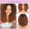 Модный парик для афроамериканских женщин Miss Kinky Curly Wig Без челки Синтетическое волокно Омбре Коричневый Цвет Кудрявый Косплей Африканский парик