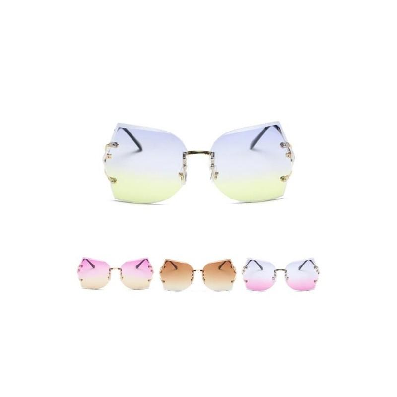 Rimless Transparent Women Glasses Oversized Clear Lens Sunglasses Color Gradient