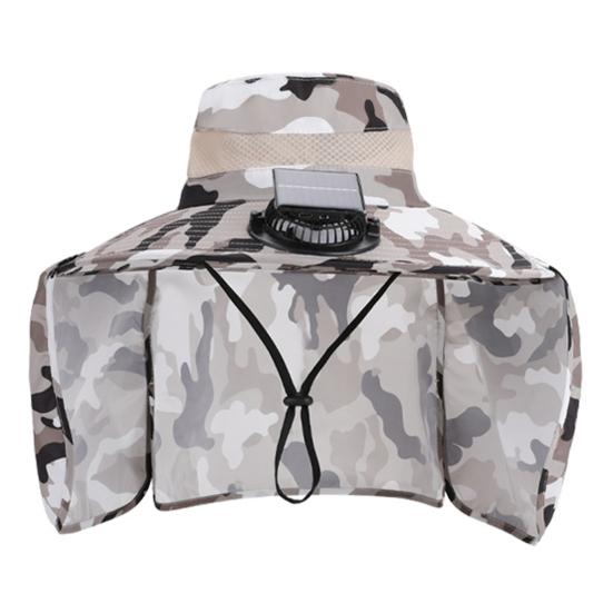 Солнцезащитная шляпа с камуфляжным принтом, широкополая рыболовная шляпа с двухрежимным вентилятором, регулируемая шляпа с защитой от ультрафиолета и тремя передачами