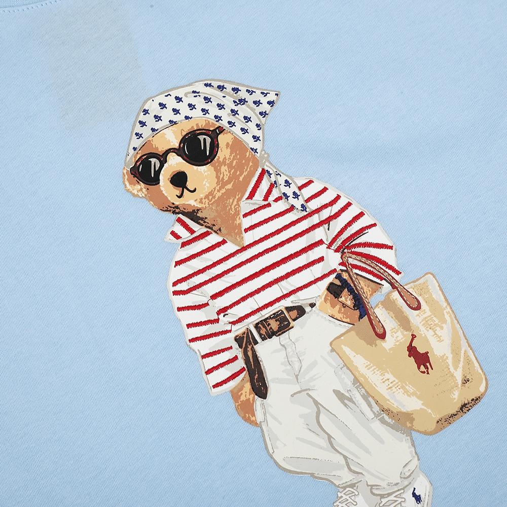 Летняя мужская и женская футболка Ralph Lauren из 100% хлопка с принтом медведя Polo Bear иsignature