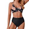 Women's Spring And Summer Sexy Print Split High Waist Bikini Swimsuit (2 Sets)