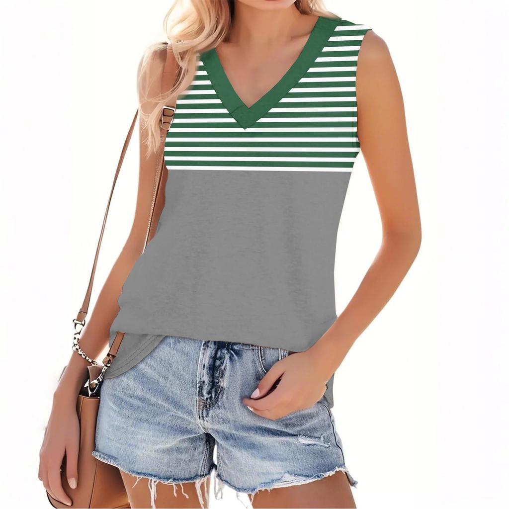Women's Fashion Casual Daily Versatile Striped Texture Slim Fit Summer Vest Top