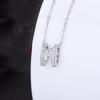 Sterling Silver S925 Letter H Necklace Women's Full Diamond Three-Dimensional Letter H Simple Clavicle Chain Ins Style Necklace
