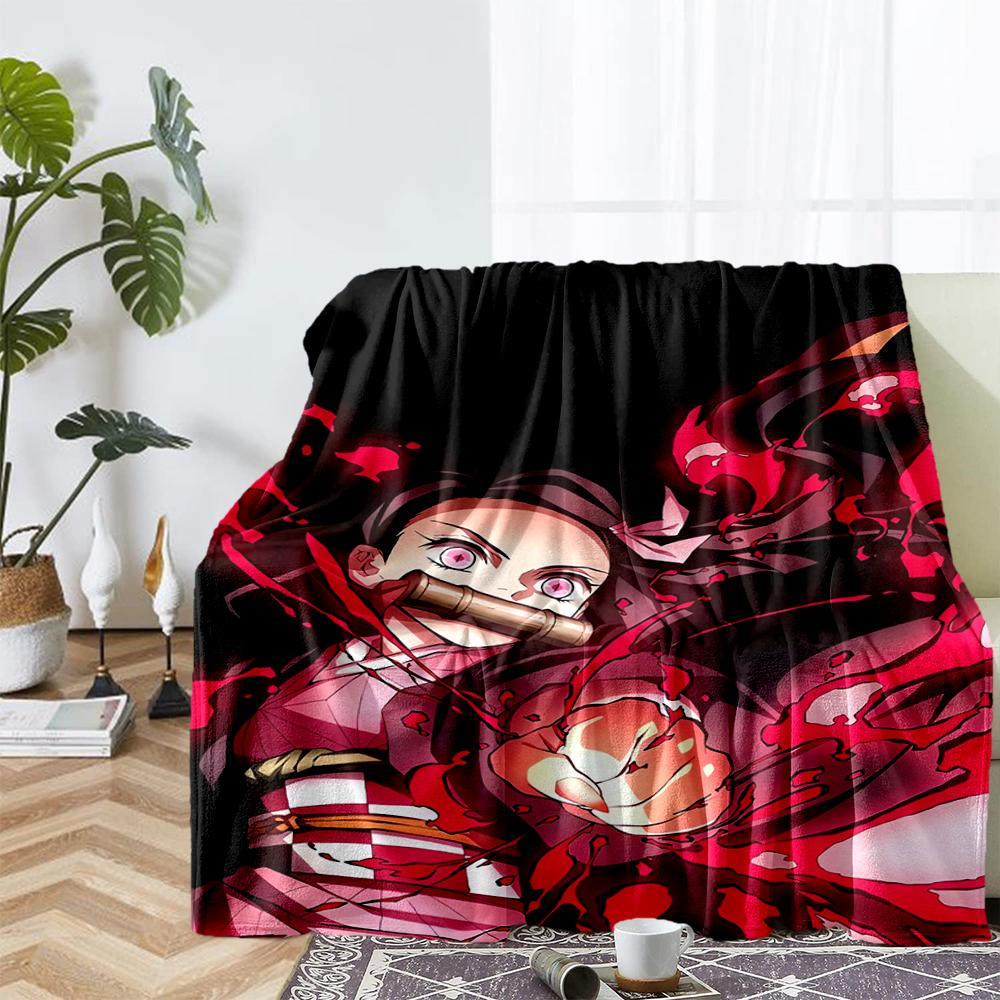 Demon Slayer Theme Printed Blanket - Perfect for Couch, Bed, Travel & Outdoor Use | Machine Washable, Cozy & Durable.