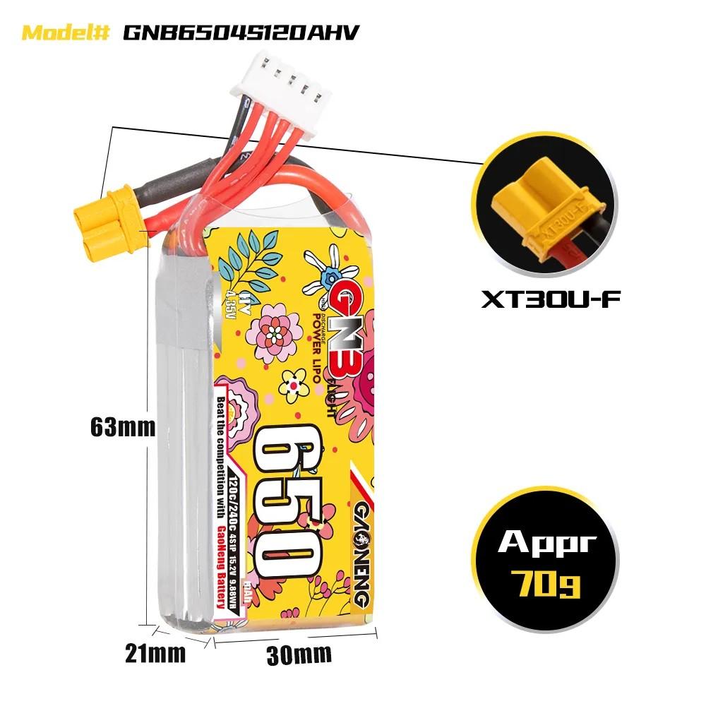GNB 4S 650 мАч 120C/240C 15,2 В HV LiPo Аккумулятор с разъемом XT30 для FPV Cinewhoop Вертолета Самолета Фристайл Дрона