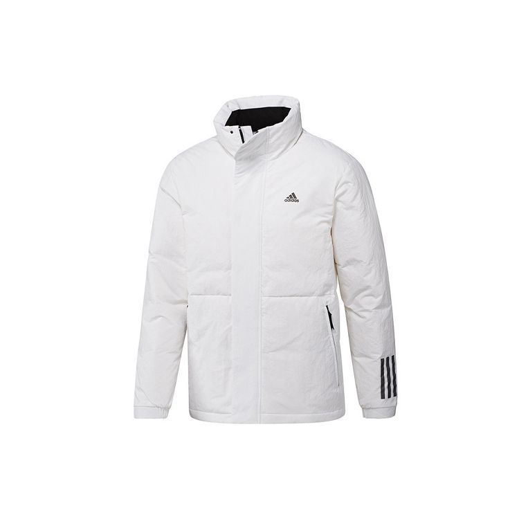 adidas Повседневная уличная теплая ветрозащитная куртка-пуховик с воротником-стойкой, мужская верхняя одежда, белая IL8921