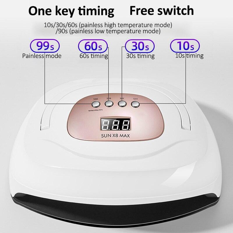 150 Вт SUN X8 MAX УФ-лампа для ногтей с 57 светодиодами, сушилка для ногтей для сушки геля, автоматический сенсорный маникюрный инструмент