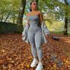 Y2K Strapless Streetwear Women's Backless Gray Black Jumpsuit