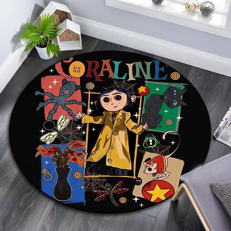 Coraline Round Area Rug,Carpet Rug for Living Room Bedroom Sofa Playroom Decor,Non-slip Floor Mat