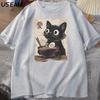 Смешной Кот RaУнисекс Графическая Футболка Японский Kawaii Аниме Кот Футболка Хлопок Короткий Рукав Оверсайз Свободный Короткий Рукав Футболка Уличная Одежда