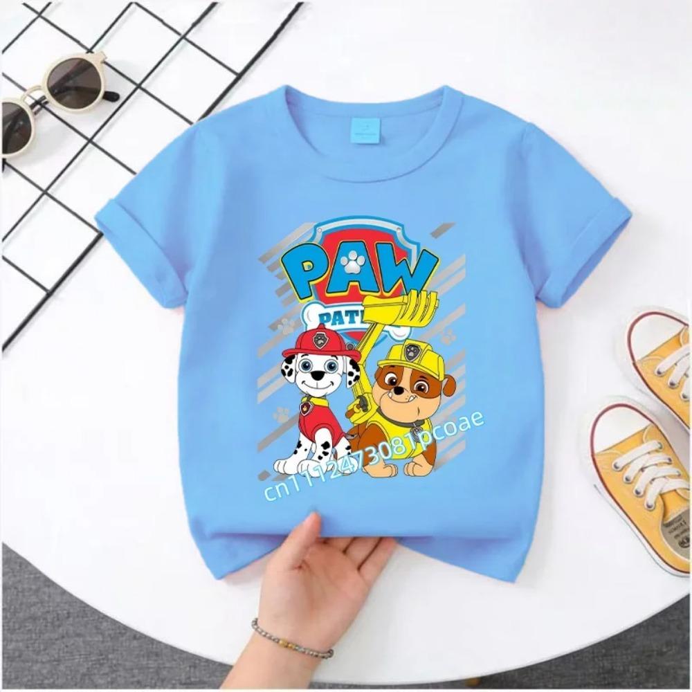 PAW Patrol Summer Short-sleeved 1-12 Years Old Children's T-shirt Boys Sweatshirt Girls Casual Tops Cartoon Printing