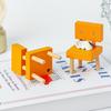 Chair Cat Anime Figurine Kawaii Black White Cat Statue Wooden 3-Legs Chair Statue