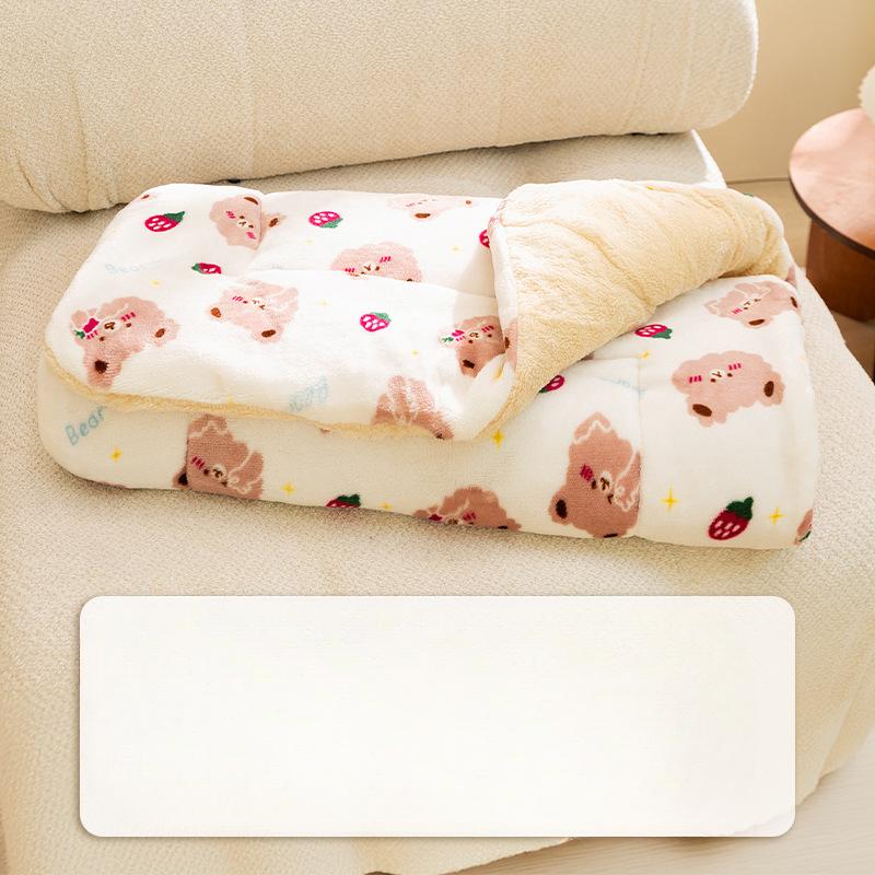 Фланелевый коврик с изображением медведя из мультфильма «Осенне-зимний теплый коврик для домашних животных», одеяло для кошек, одеяло для собак, спальный коврик, принадлежности