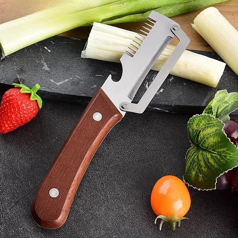 Многофункциональная овощечистка для кухни, трехфункциональная терка для лука и овощей, нож для чистки, открывалка для бутылок, режущий инструмент для приготовления пищи