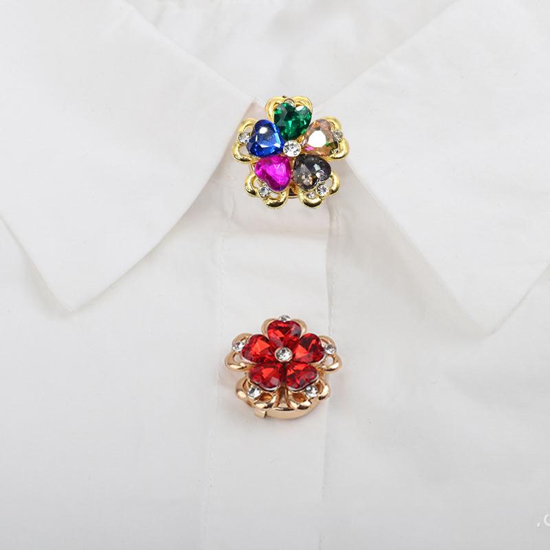 Women Flower Rhinestone Button Cover Floral Exquisite Design Brooch DIY Button Decoration Clothing Decoration 26x17mm
