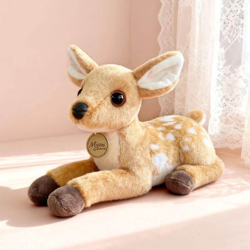 Simulation Lying Posture Deer Plush Doll Lovely Fluffy Tawn Cartoon Stuffed Animal Toy Gifts For Girl
