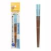 EDISONmama Natural Wood Chopsticks 16.5cm Blue Includes Finger Guide Proper Grip Dark Brown Support Guideline Non-slip Tip Easy Small Food Hexagonal