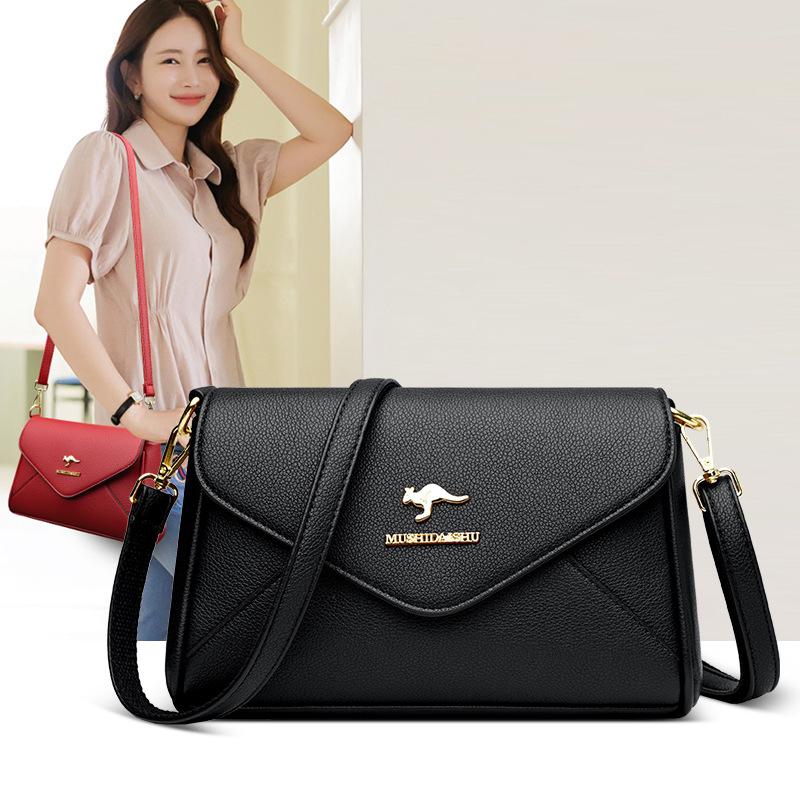 Women'S Fashion Splicing Women'S Shoulder Crossbody Soft Leather Middle-Aged And Elderly Mother'S Small Bag
