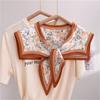 Summer Thin Fake Collar Small Silk Scarf Women'S Korean Version Of Versatile Ins Trendy Shirt With Vest T-Shirt With Shoulder Shawl Autumn