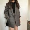 Korea Chic Retro Simple Classic Coat Women Elegant Double Breasted Blazer Jacket Office Mid-length Vintage Clothes Winter 2024