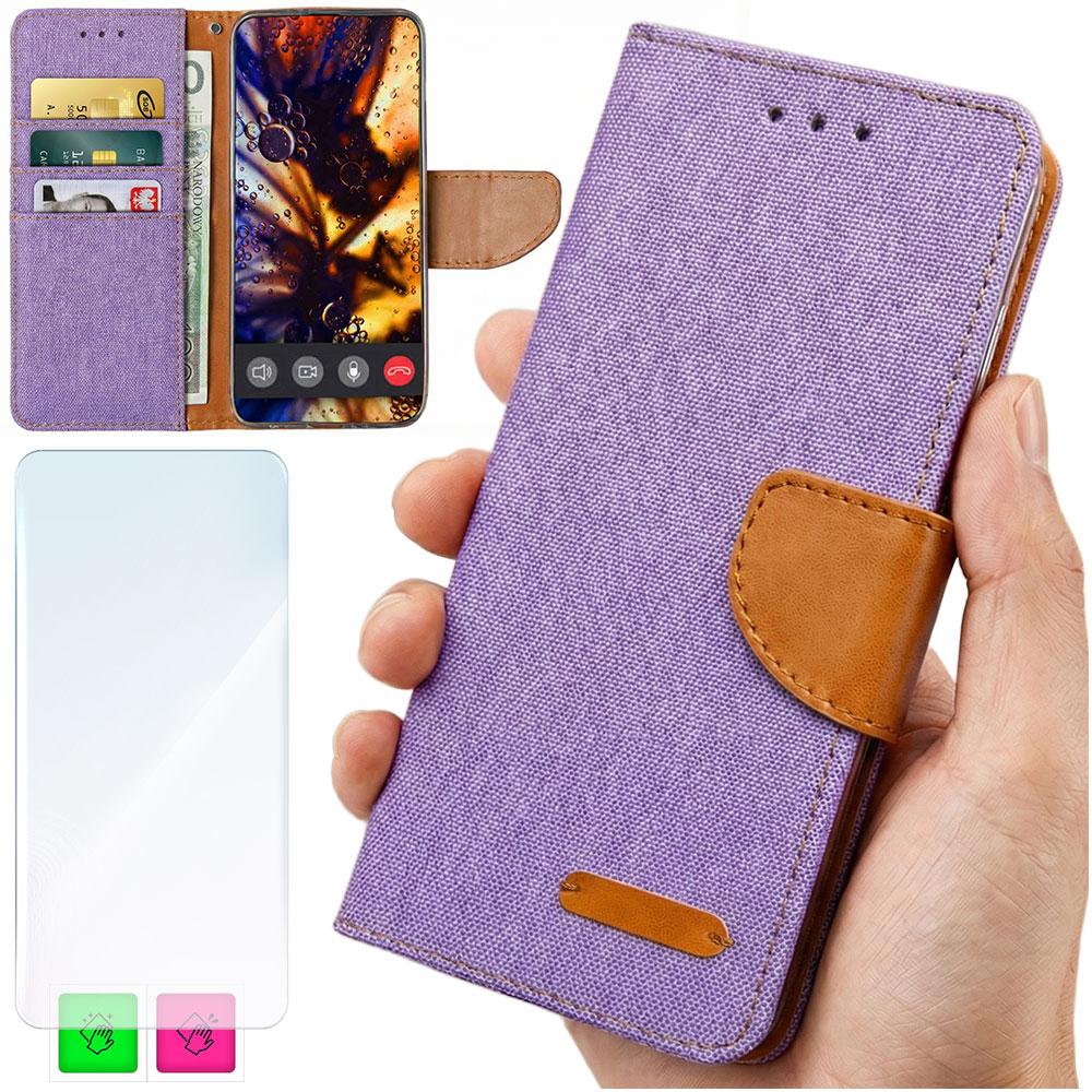 Etui Typu Portfel Do Oppo Find X9 Pro - Fioletowy Pokrowiec Canvas + Szkło