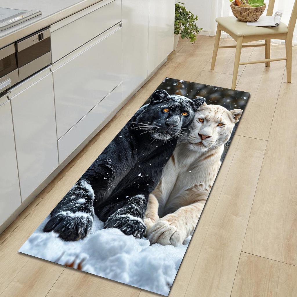 1Pcs Tiger Pattern Floor Mat Modern Kitchen Polyester Rug Non-Slip Colorful Indoor Carpet, For Home Bathroom Bedroom Living Room Decor
