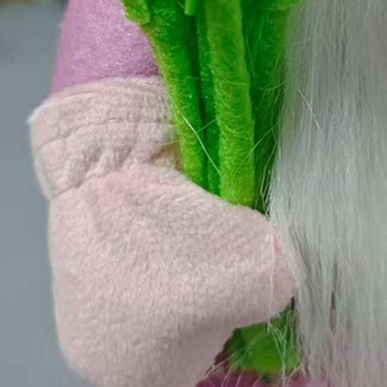 Valentine's Day Plush Gnome with Pink Tulips Spring Stuffed Gnome Doll for Tiered Tray Fireplace Table Decor Gifts for Her Wife Teacher Girls