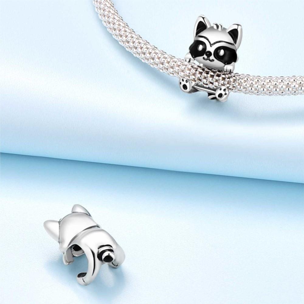 925 Silver Cute Raccoon Beads Fit Bracelets Decoration DIY Birthday Party Gift Jewelry Bracelets Accessory