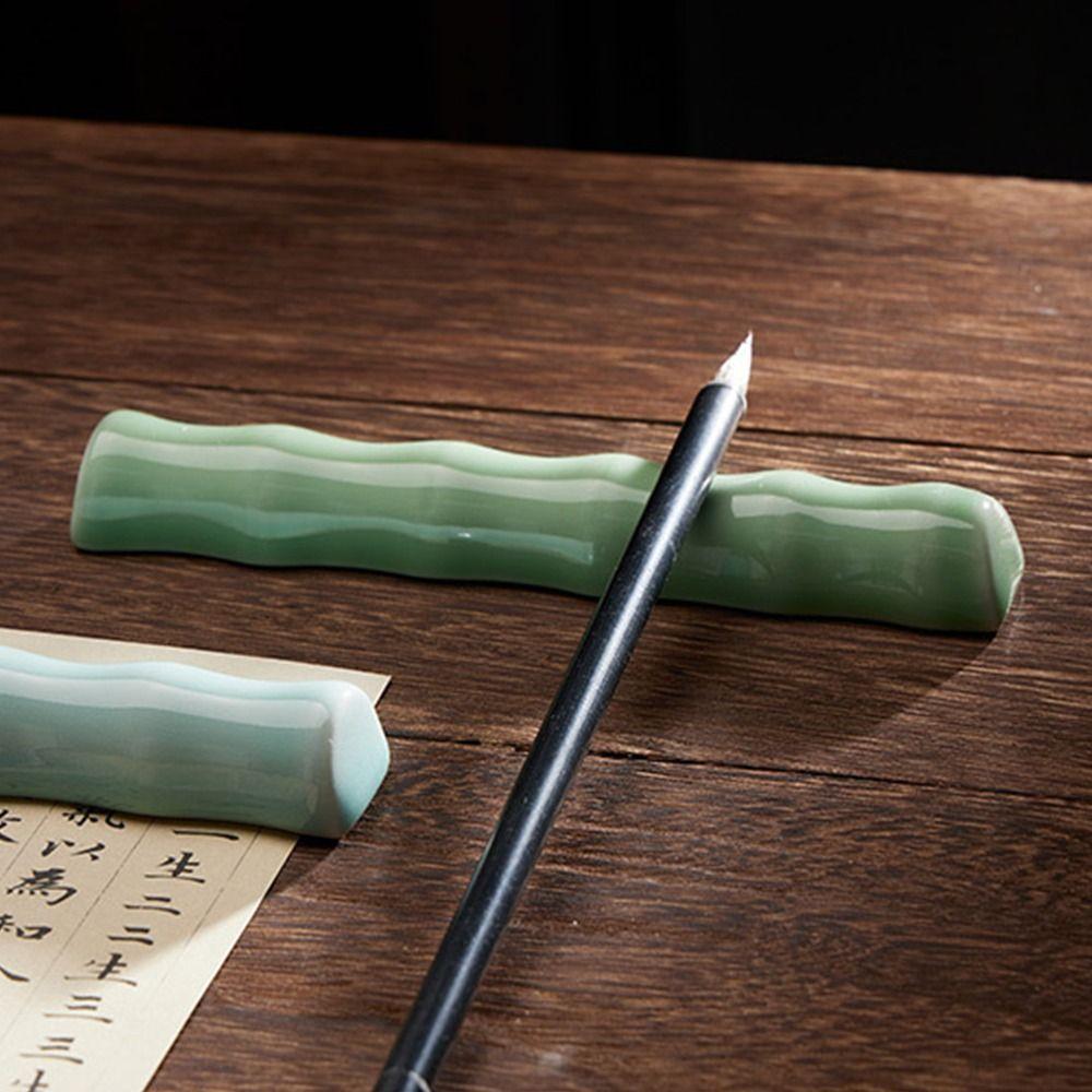 Calligraphy Bamboo Joint Paperweight Traditional Pen Brush Rest Holder  Art Supplies