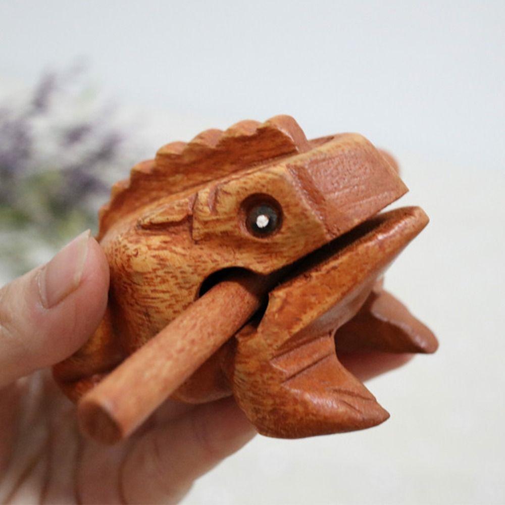 Wooden Frog Musical Instrument Handcrafted Lucky Frog Crafts Portable Frog Guiro Rasp Gifts