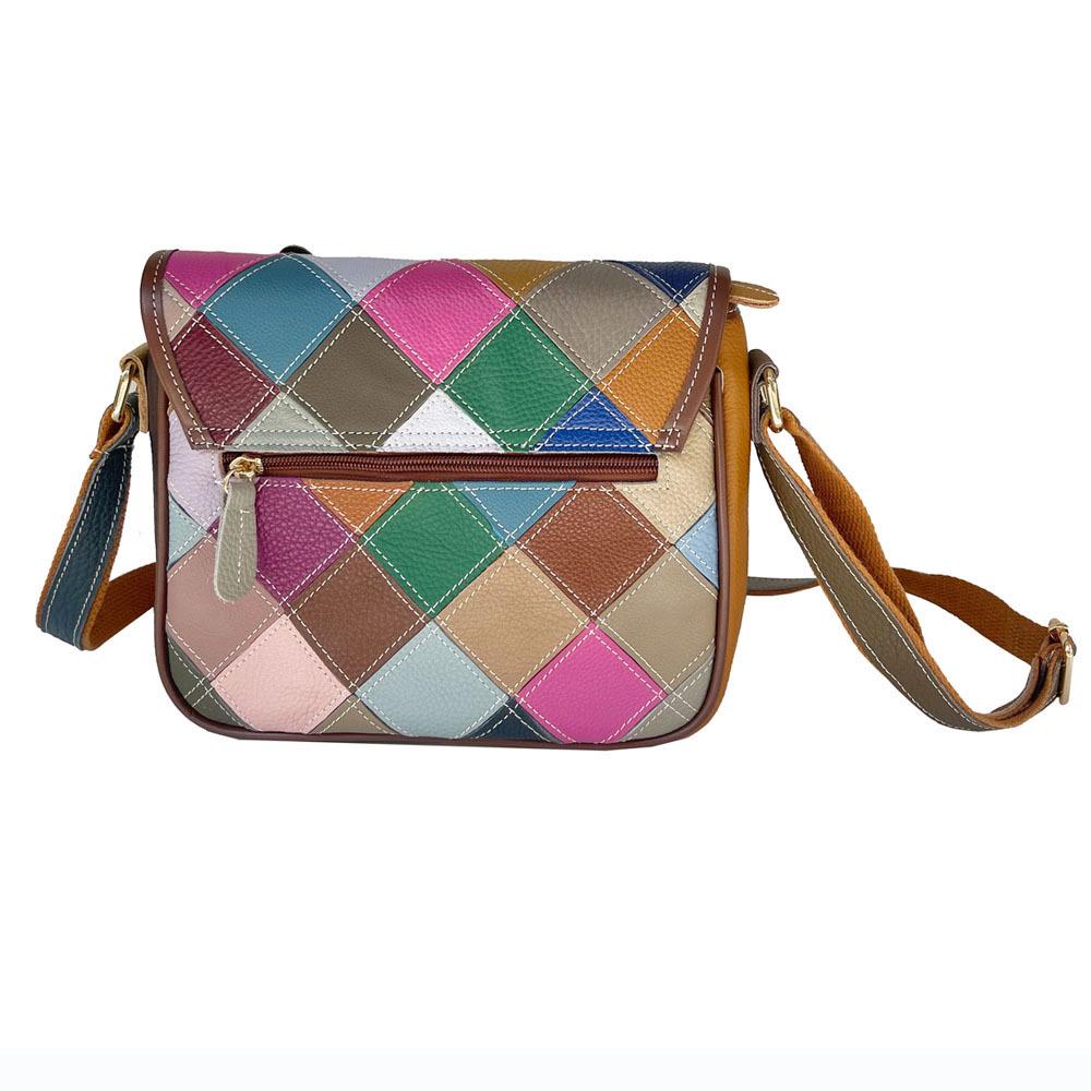 Красочная кожаная сумка кроссбоди в цветочную клетку для женщин