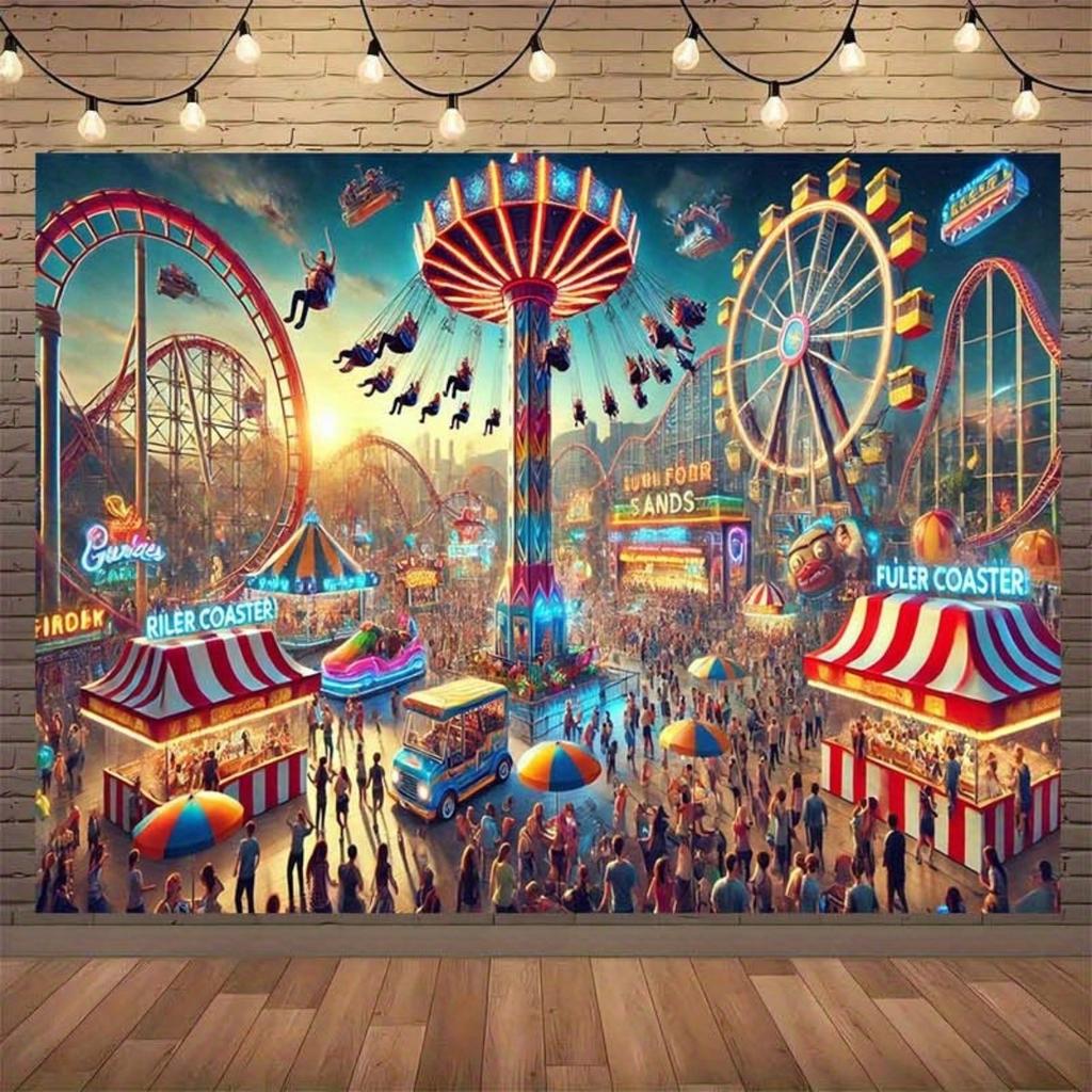 1 backdrop for an amusement park, suitable for home decoration, party decoration and as props for photography studios
