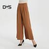 Women Long Pants Solid Color Straight Wide Leg Trousers High Waist Button Zipper Fly Casual Pants Office Lady Pants Commuter Wear