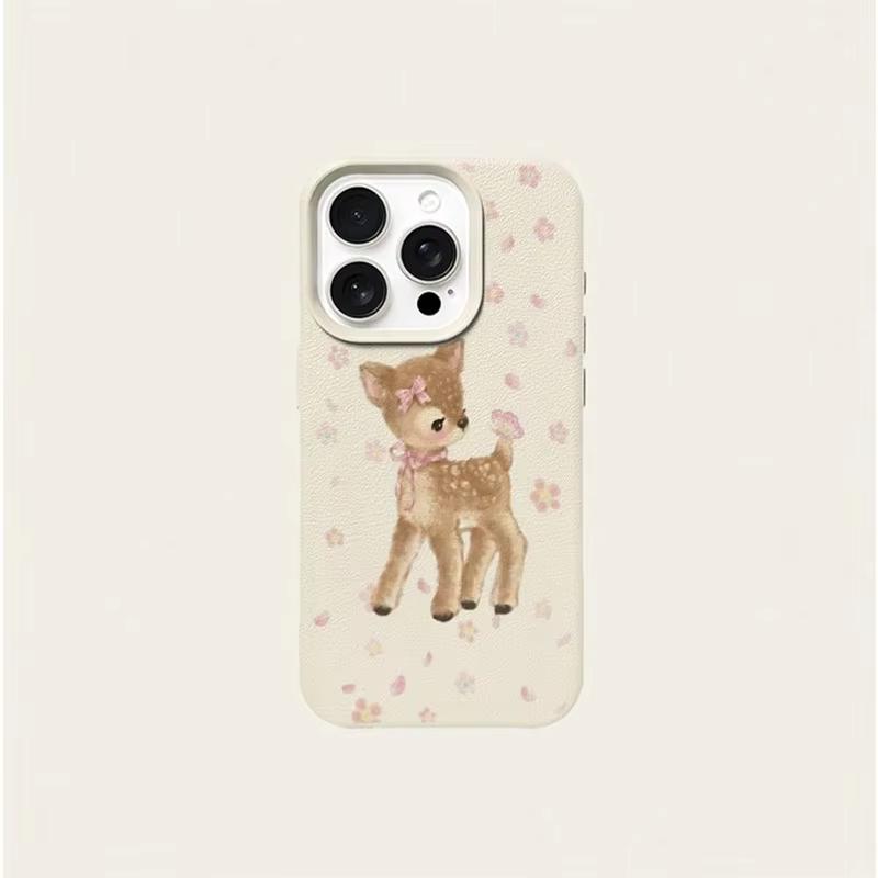 Милый Олень и Цветочный Узор Чехол для Телефона Для iPhone 17 Air 16 e 15 14 13 12 11 Pro Max Plus SE Материал ТПУ Чехол