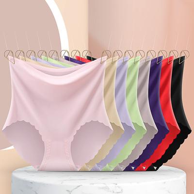 Бесшовные трусики с высокой талией Женские трусы Трусы большого размера Однотонные шорты Нижнее белье